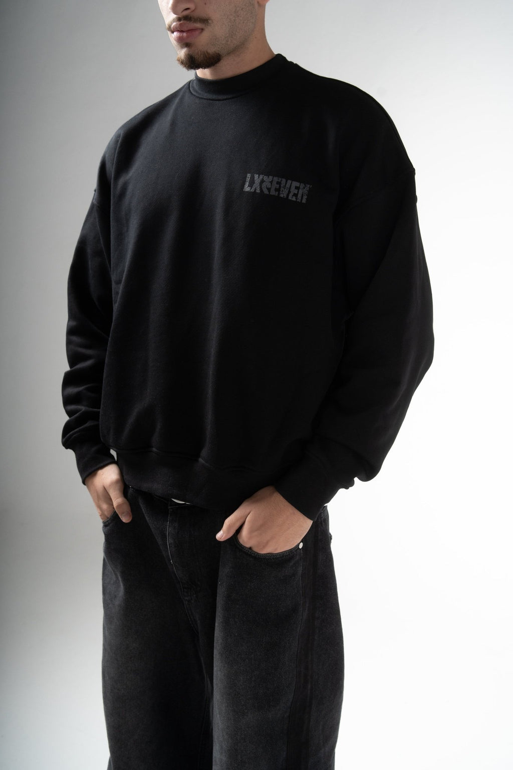 SELF FORGED BLACK CREWNECK - LxSeven