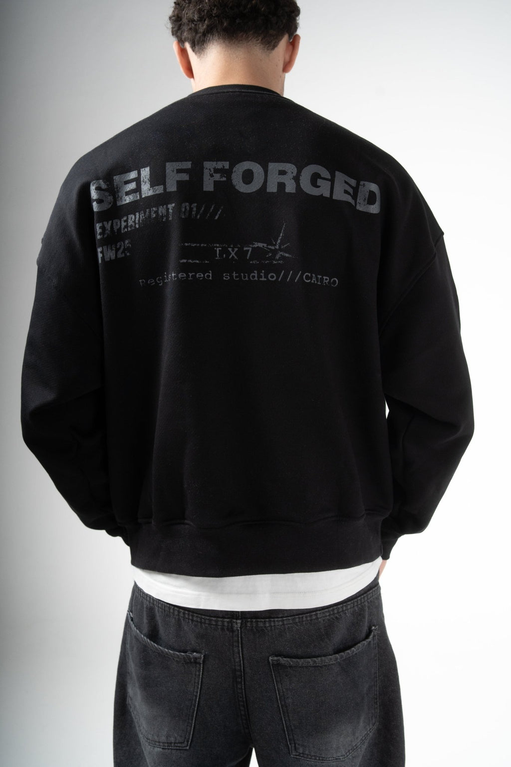 SELF FORGED BLACK CREWNECK - LxSeven